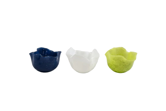 Wavy Bowl Glass Tealight Holder - 3 Colors