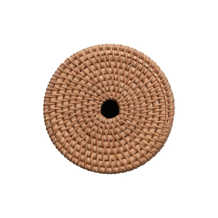 Woven Rattan Toilet Paper Roll Storage With Lid