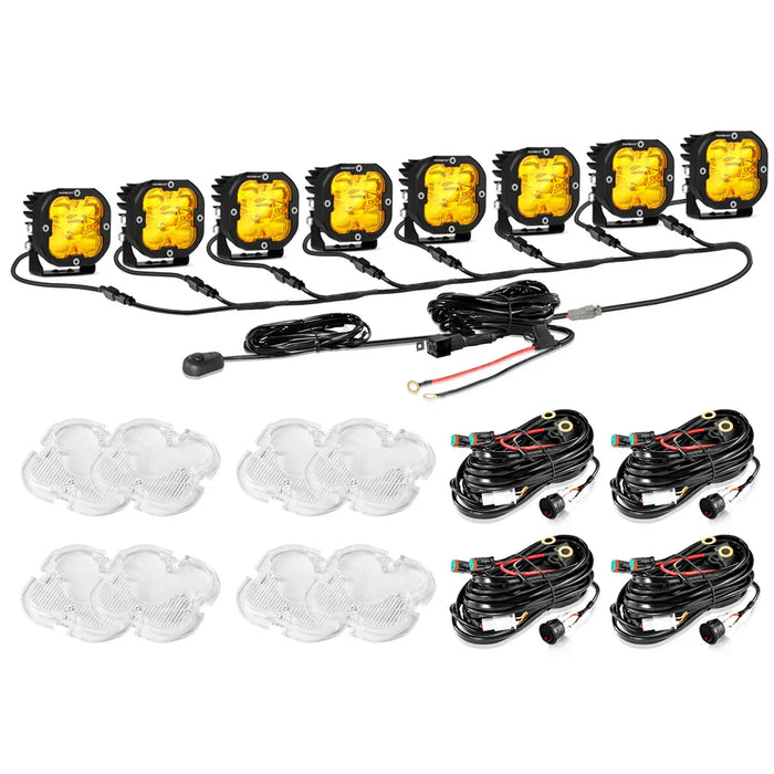 8Pcs Pod Lights+Additional 8-Pod Power Harness / Without Covers