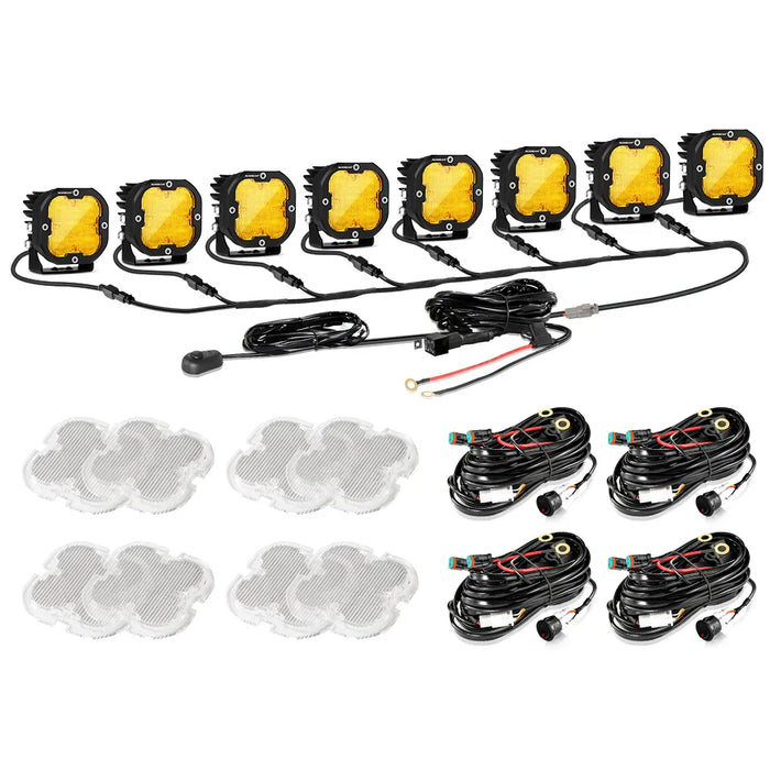 8Pcs Pod Lights+Additional 8-Pod Power Harness / Without Covers