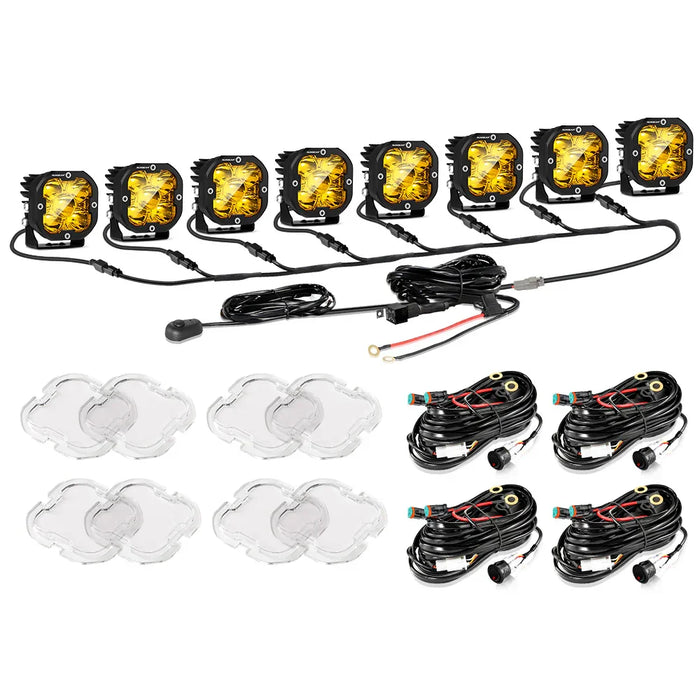 8Pcs Pod Lights+Additional 8-Pod Power Harness / Without Covers