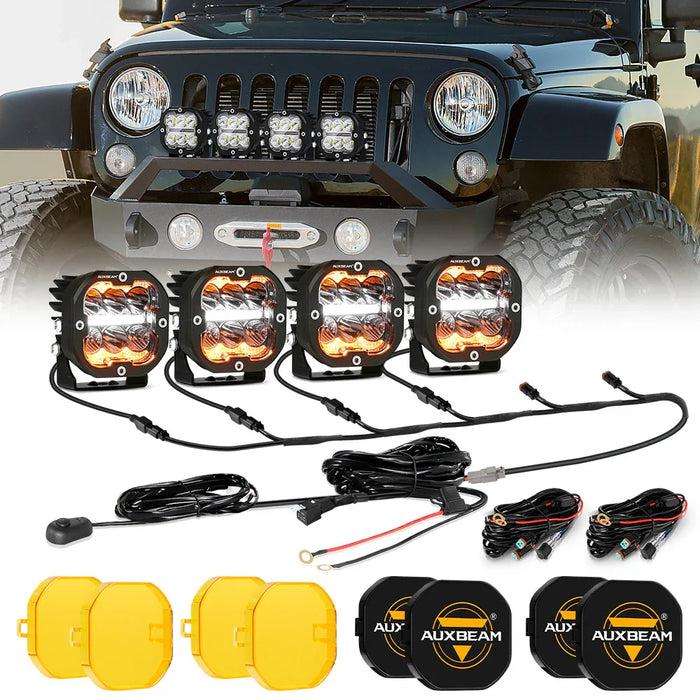 4Pcs Pod Light+6-Pod Power Harness