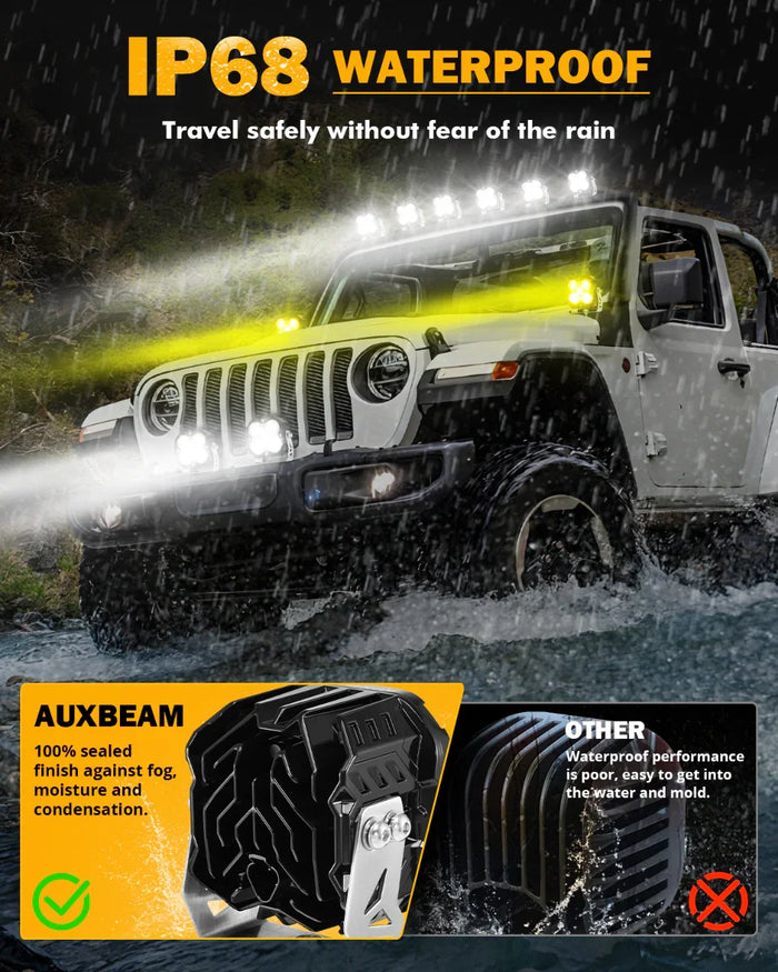 XP-ULTRA Series 4.5 Inch Flood Beam LED Pod Lights Off Road Lights with Amber DRL