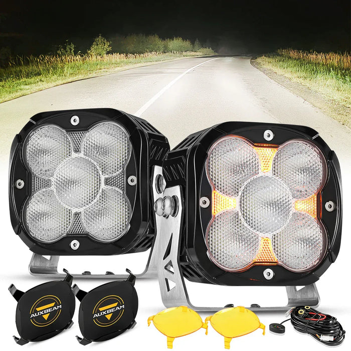 2Pcs Pod Light / With Amber Covers + Black Covers