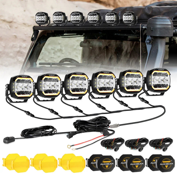 6Pcs Pod Light+6-Pod Power Harness