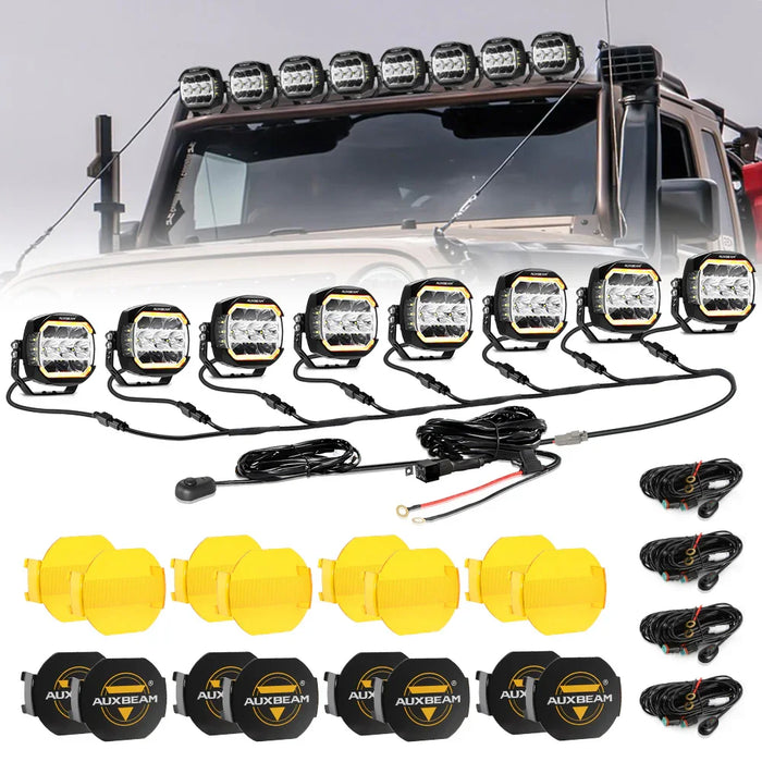 8Pcs Pod Light+8-Pod Power Harness
